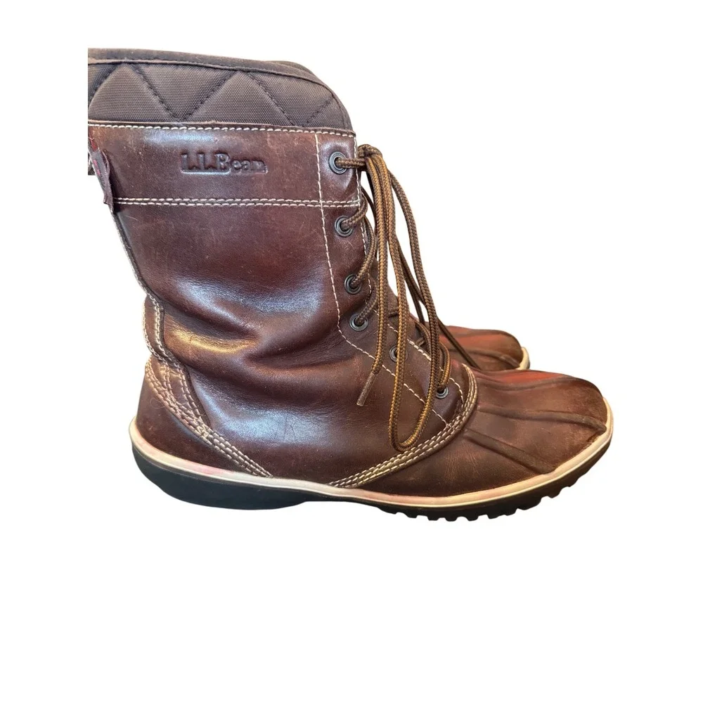 LL Bean Bar‎ Harbor Tek 2.5 Leather Duck Boots Brown Waterproof Womens 8 301344